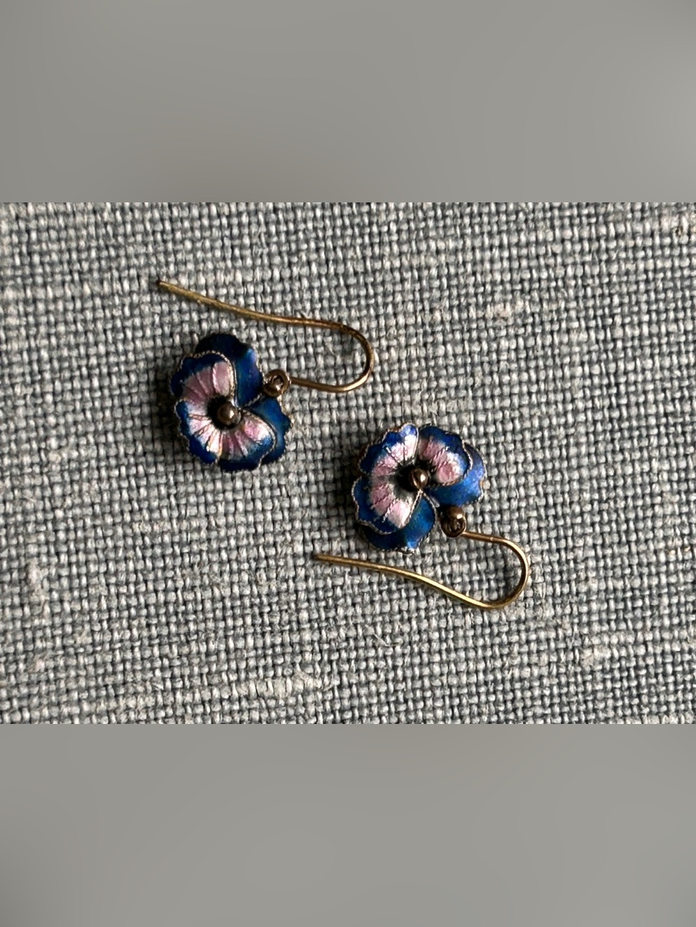 Unique Vintage (Circa 1979) Enameled Pansy Earrings